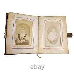 Antique Pocket Photo Family Album Leather Original Civil War Era c. 1860 36 P