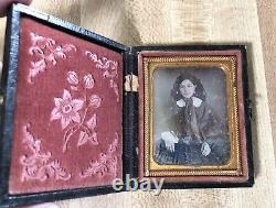 Antique Tin Type 1800's Photo Photograph Woman In Case Daguerreotype