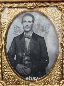 Antique Tin Type GEM Sized Identified Civil War Soldier William P. Tanner KIA