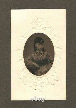 Antique Tintype Photo Pretty Lady with Civil War Navy Fouled Anchor Visor Insignia