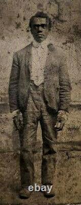Antique Tintype Photo of African American Man. 1860s Civil War Era