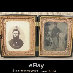 Antique Tintype Photograph & CDV Civil War Soldiers Thermoplastic Case 1-55