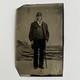 Antique Tintype Photograph Mature Man Civil War Veteran Kepi Cane Gar Metal