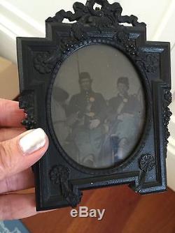 Antique Tintype Photograph of Union Civil War Soldiers Man & Boy Massachusetts