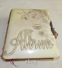 Antique Victorian 33 Photo Album 1800s Post Mortem Tintype Cabinet Card CDV Sign