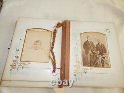 Antique Victorian 33 Photo Album 1800s Post Mortem Tintype Cabinet Card CDV Sign