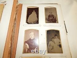 Antique Victorian 33 Photo Album 1800s Post Mortem Tintype Cabinet Card CDV Sign