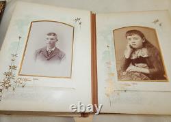 Antique Victorian 33 Photo Album 1800s Post Mortem Tintype Cabinet Card CDV Sign