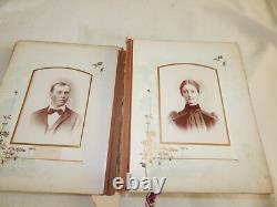 Antique Victorian 33 Photo Album 1800s Post Mortem Tintype Cabinet Card CDV Sign