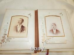 Antique Victorian 33 Photo Album 1800s Post Mortem Tintype Cabinet Card CDV Sign