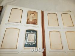 Antique Victorian 33 Photo Album 1800s Post Mortem Tintype Cabinet Card CDV Sign
