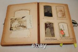Antique Victorian Civil War 63 Photo Album 1800s Tintype Cabinet CDV Ambrotype