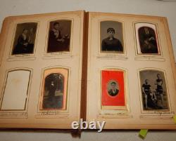 Antique Victorian Civil War 63 Photo Album 1800s Tintype Cabinet CDV Ambrotype