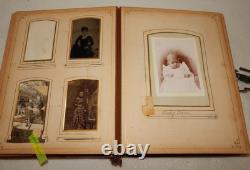 Antique Victorian Civil War 63 Photo Album 1800s Tintype Cabinet CDV Ambrotype