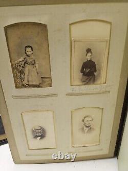 Antique Victorian Civil War Era Photo Album IDENTIFIED With Cabinet Cards & CDV