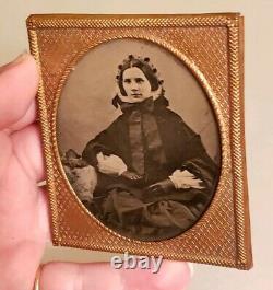 Antique Victorian Daguerreotype Civil War Era Pretty Woman Portrait Photograph