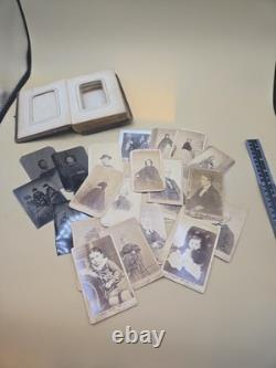 Antique Victorian Photo Album Tintypes CDV Portrait Lot Civil War Era 1800s