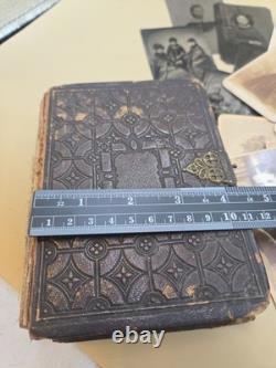 Antique Victorian Photo Album Tintypes CDV Portrait Lot Civil War Era 1800s