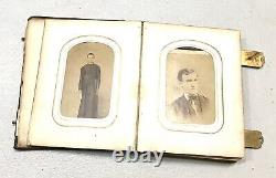 Antique Vintage 1860' US Civil War Era Family Photo Album Daguerreotype Case Old