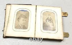 Antique Vintage 1860' US Civil War Era Family Photo Album Daguerreotype Case Old