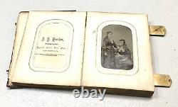 Antique Vintage 1860' US Civil War Era Family Photo Album Daguerreotype Case Old