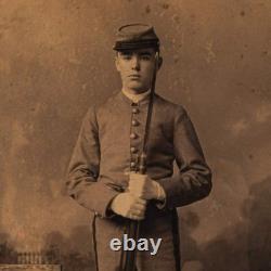 Antique Walnut Framed Civil War Soldier Photo