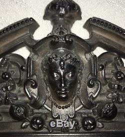 Antique c1860 Gutta Percha Civil War Lady Cherubs Angel Shell Picture Frame