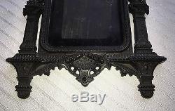 Antique c1860 Gutta Percha Civil War Lady Cherubs Angel Shell Picture Frame