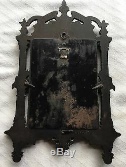 Antique c1860 Gutta Percha Civil War Lady Cherubs Angel Shell Picture Frame