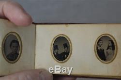 Antique tintype photo album miniature 35 gem 1 in Civil War Era portraits 1800