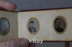 Antique tintype photo album miniature 35 gem 1 in Civil War Era portraits 1800