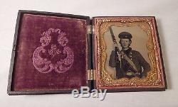Armed Civil War Soldier Ambrotype Photo