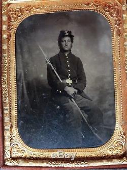 Armed Civil War Soldier Tintype