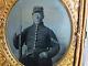 Armed Civil War Corporal Tintype Photograph In Thermoplastic Case