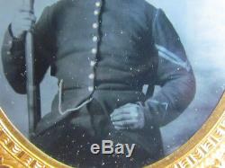 Armed Civil War corporal tintype photograph in thermoplastic case