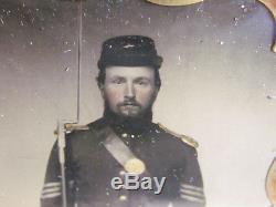 Armed Civil War sergeant tintype photograph