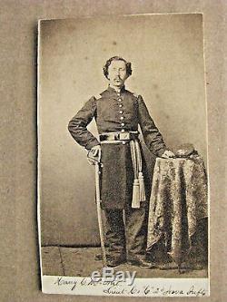 Armed Iowa CIVIL War Identified Officer CDV Photo 2nd Iowa Infantry
