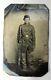 Authentic Antique Tintype 1860s Civil War Photo Soldier Bayoneted Musket Nr