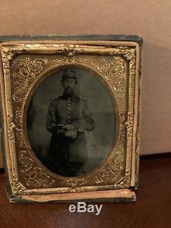 Authentic Civil War Union Soldier Tintype Double Armed 1/6 Plate