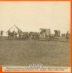 B7291 Civil War Stereoview- Repair Shop HQ Bealeton VA Post-Gettysburg Aug 1863