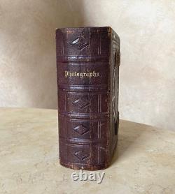 BEAUTIFUL! CIVIL WAR ERA LEATHER PHOTOGRAPH ALBUM FOR 50 CDV's or TINTYPES c1863