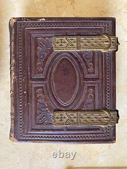 BEAUTIFUL! CIVIL WAR ERA LEATHER PHOTOGRAPH ALBUM FOR 50 CDV's or TINTYPES c1863