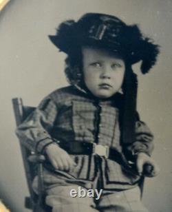 BOY with CIVIL WAR BELT BUCKLE Antique AMBROTYPE Photo GUTTA PERCHA Union Case