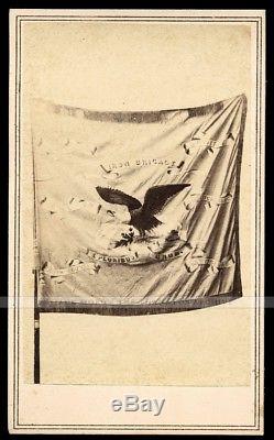 Beautiful & Rare 1860s CDV Photo The Flag of IRON BRIGADE Civil War Soldiers