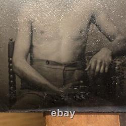 Believed To Be Wounded CIVIL War Soldier Tintype Photograph Face Shirtless Union