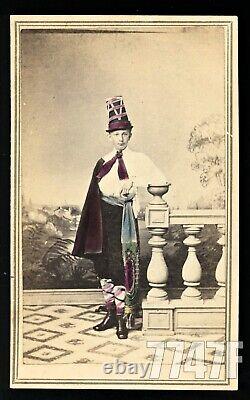 Boy in Unusual Tinted Costume Richfield Springs NY CiviL War Era 1860s CDV Photo