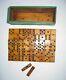 C1860-65 Antique Civil War Era Wood Boxed Full Set 28 Dominoes All Wood Made