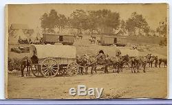 CDV PHOTOGRAPH CIVIL WAR SAVAGE STATION McCLELLAN HEADQUARTERS WAGONS ETC