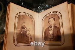 CDV album with tintype photographs 33 images in total needs fixing on the binding