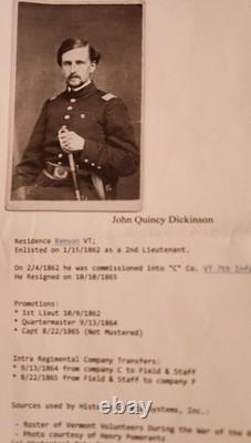 CDV of Union Capt John Q Dickinson, 7th Vermont Inf with Sword - Rare Image